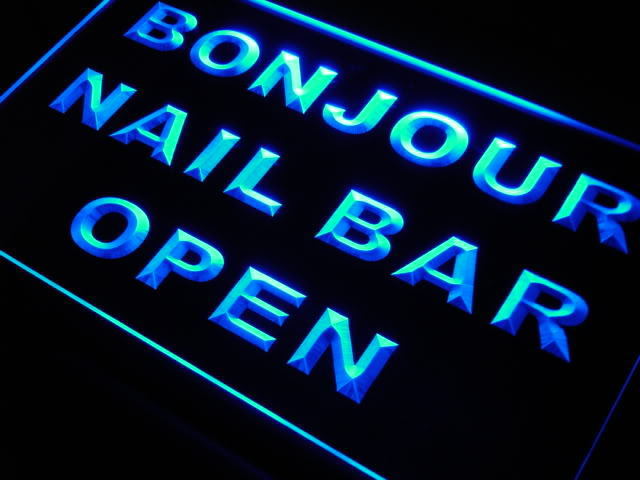 Bonjour Nail Bar Open LED Sign